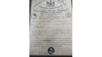 Ancient record honoring farmer's bravery given back to lifeboat team in Kirkcudbright.