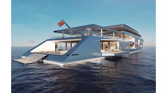 A super expensive superyacht with six floors and a unique underwater dining area.