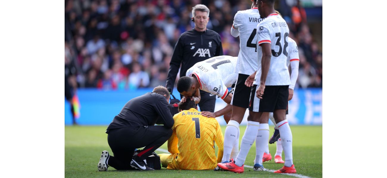 Alisson has suffered an injury and had to leave the game against Crystal Palace.
