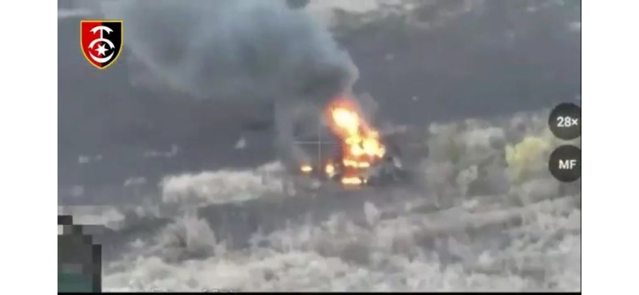 Ukrainian military drone drops molten thermite on Russian tank in rare video.