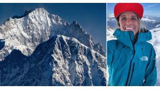 A British climber is lost on a 23,000ft mountain due to lost equipment in a ravine.