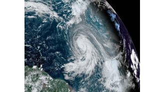 Map indicates Hurricane Kirk's path towards the UK.