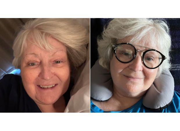 Janey Godley reunites with loved ones during end-of-life care, a bittersweet moment.