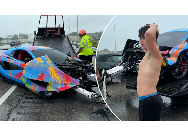 20-year-old YouTuber crashes $300k supercar in rain.