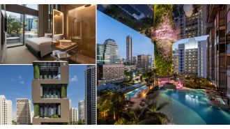 Explore the incredible new skyscraper with its own lush jungle and cascading waterfall.