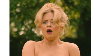 Emily Atack enjoyed being so laid-back that she didn't mind sitting around topless.