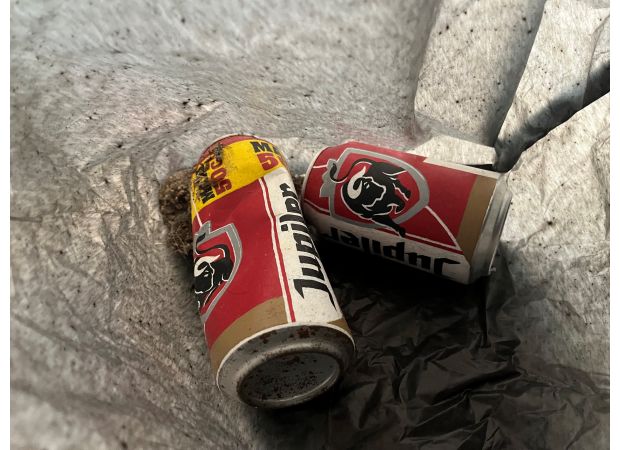 Staff threw away artwork made from beer cans because it was so well done.