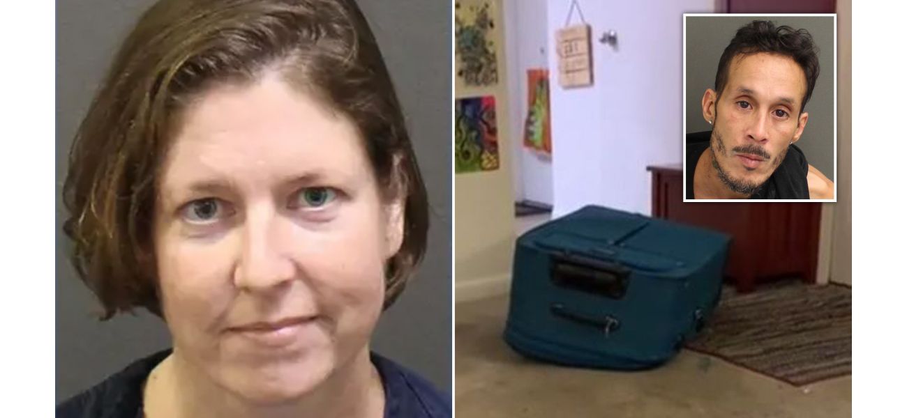 A woman was seen laughing while her boyfriend died after being trapped in a suitcase.