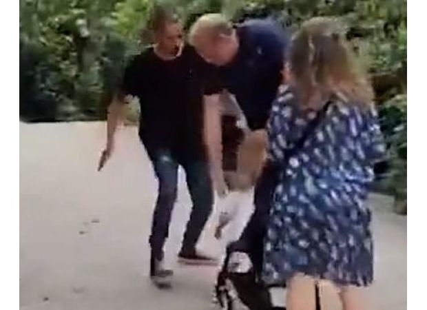 Man violently strikes baby in Barcelona incident.