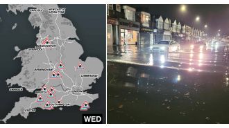 UK map displays 20 flood alerts currently active across the country.