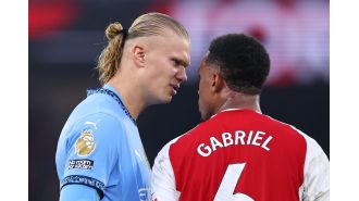 Haaland comments on throwing ball at Gabriel in draw between Arsenal and Manchester City.