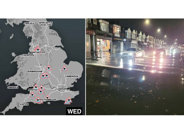 UK map displays 20 flood alerts currently active across the country.