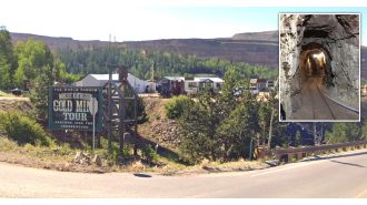 Gold mine collapse kills tourist trapped 1,000ft underground.