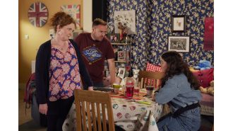 A child on Coronation Street gets sick from their parent's reaction.