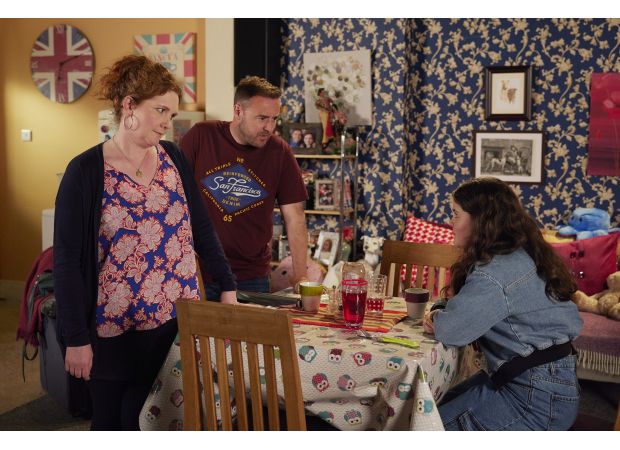 A child on Coronation Street gets sick from their parent's reaction.