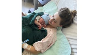 A 22-year-old woman gives birth during Hurricane Milton.