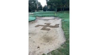 Anti-semitic symbol found on golf course before important Jewish holiday.