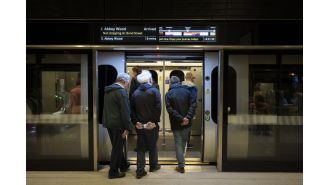 London train station has rush hour delays due to safety inspection.