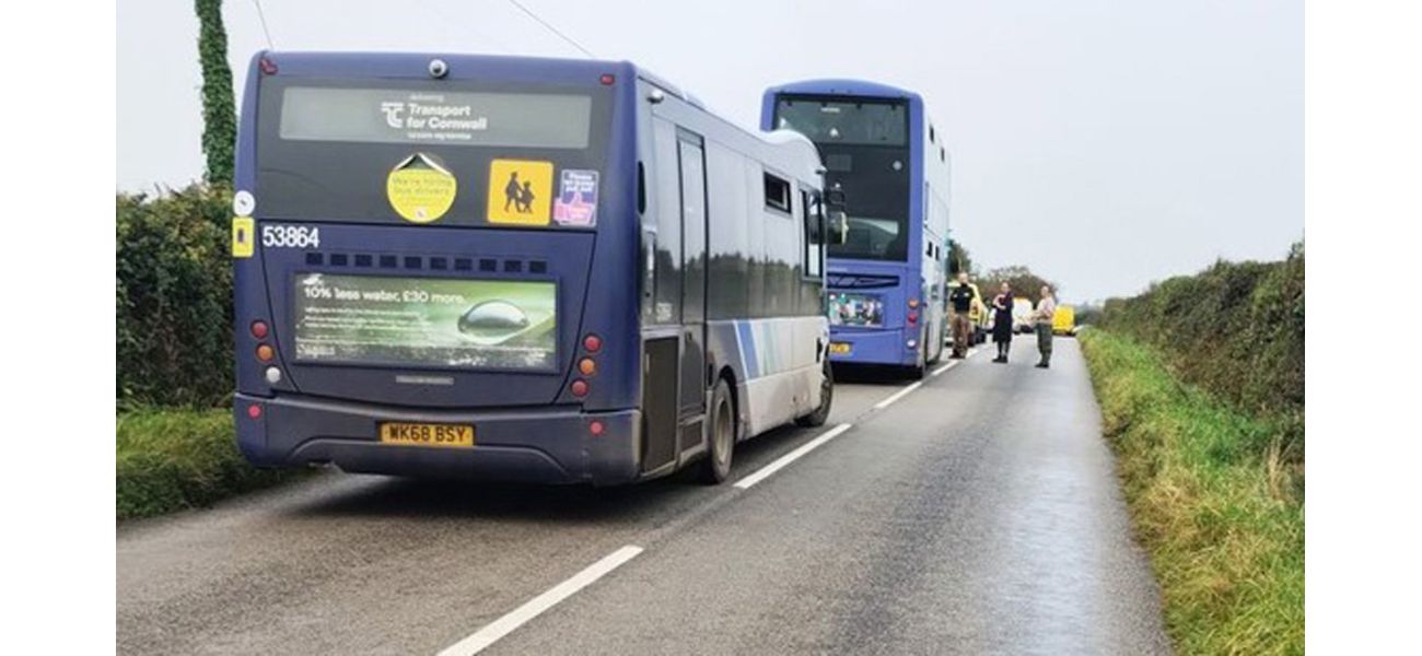 Mother and child in dire situation following collision with school bus in Cornwall.