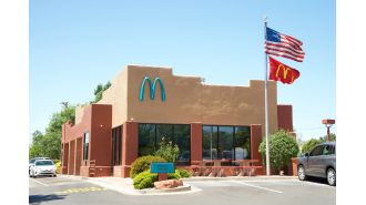 A McDonald's with blue arches instead of the usual golden ones.