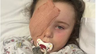A 7-year-old girl's eye was lost when a vape battery acid exploded in her face.