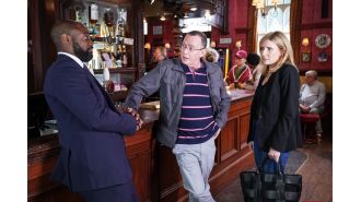 Famous EastEnders couple's relationship in jeopardy due to secret affair and potential danger.