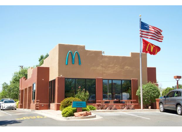 A McDonald's with blue arches instead of the usual golden ones.