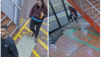 Couples' love causes flooding at busy Melbourne stations.