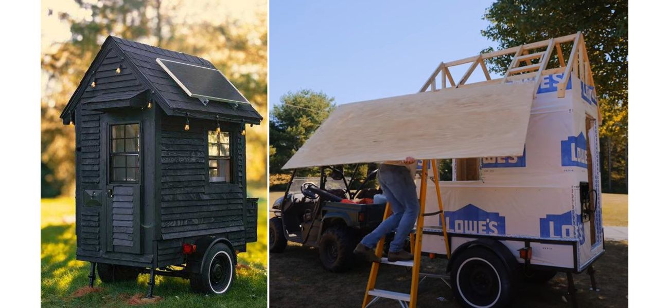 Man creates tiny home measuring 19.46 sq ft, with outdoor shower.