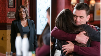 Jack and Denise flee to the rocks after being caught with Stacey on EastEnders, leading to a violent encounter.