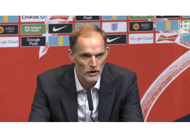 New England's new manager, Thomas Tuchel, reveals his stance on singing the national anthem during his first press conference.