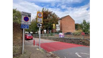 To reduce school traffic, council installs oversized crayons to discourage parents from driving their kids to school.