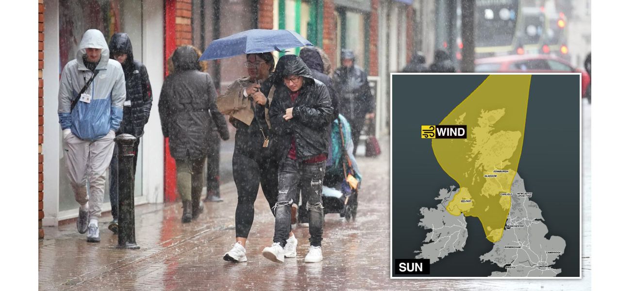 A map illustrates the areas in the UK that will experience severe 80mph winds, posing a threat to life this weekend.