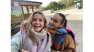 Hollyoaks actress Isabelle Smith takes photo with friend from competing TV show.