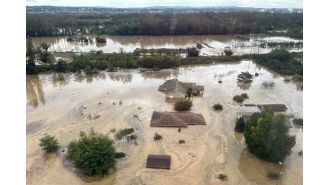French town submerged by flood water in terrifying natural disaster.
