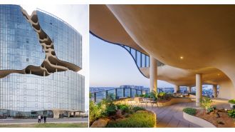 Apartment building with canyon-like 'crack' running through it defies expectations.