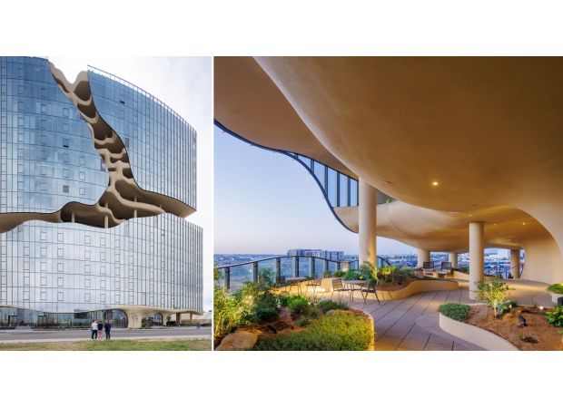 Apartment building with canyon-like 'crack' running through it defies expectations.