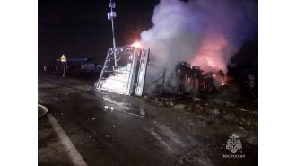 Four people died when a truck carrying fireworks exploded on a crowded road.