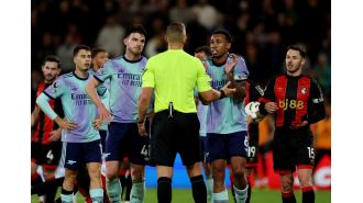 Declan Rice spoke to the referee after the loss to Bournemouth.