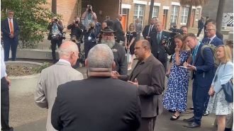 Indigenous Australian activists confront King for second day in a row.