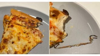 A woman discovers a bizarre metal rod in her Pizza Hut takeout order.