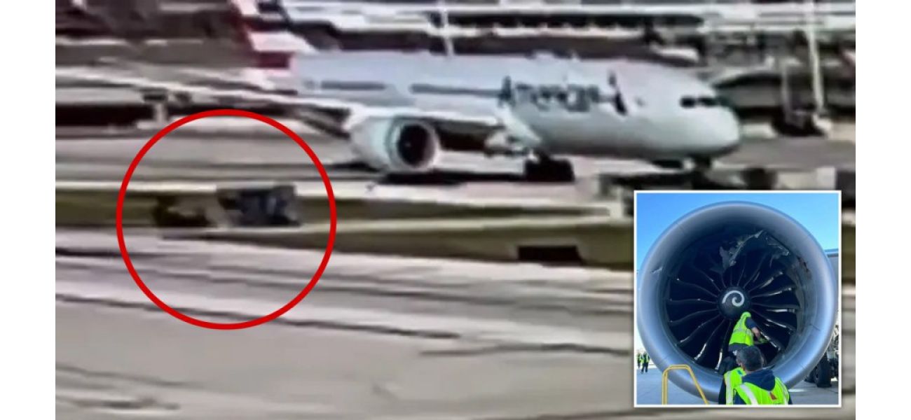 Airplane motor ingests baggage compartment and tears it apart.