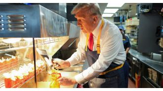 McDonald's received fake reviews after Trump worked at drive-through.