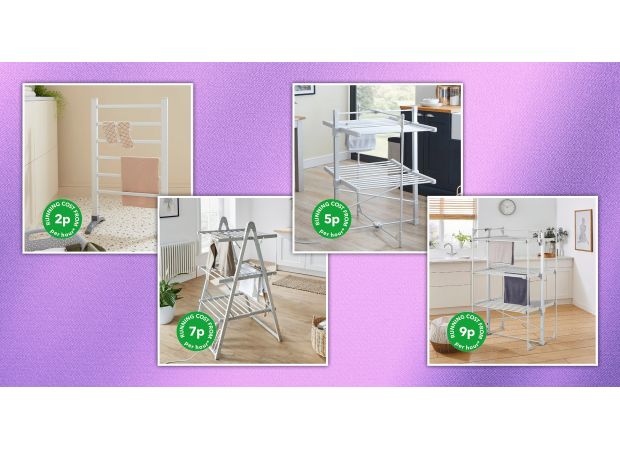 Dunelm offers efficient heated airers for fast laundry drying at a low cost of 2p per hour.