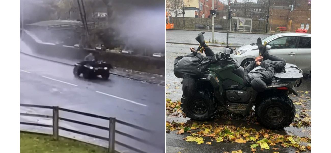 A farmer takes legal action against trespassers by strapping them to his quad bike and delivering them to the police.