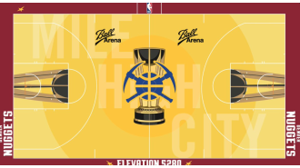 Check out the Nuggets' fresh NBA Cup court design for the 2024 tournament.