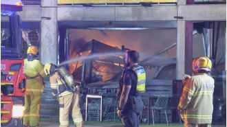 Melbourne ram raid leads to fire damaging shop, medical centre and kindergarten.