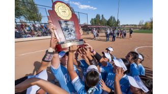 Riverdale Ridge High School's softball team makes history by winning the school's first ever Class 5A championship in any sport, defeating Cherokee Trail 8-4.