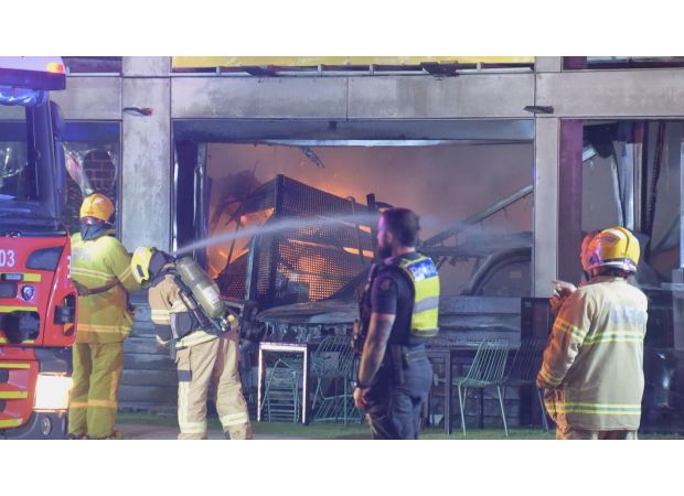 Melbourne ram raid leads to fire damaging shop, medical centre and kindergarten.
