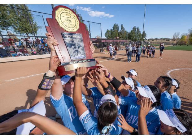 Riverdale Ridge High School's softball team makes history by winning the school's first ever Class 5A championship in any sport, defeating Cherokee Trail 8-4.